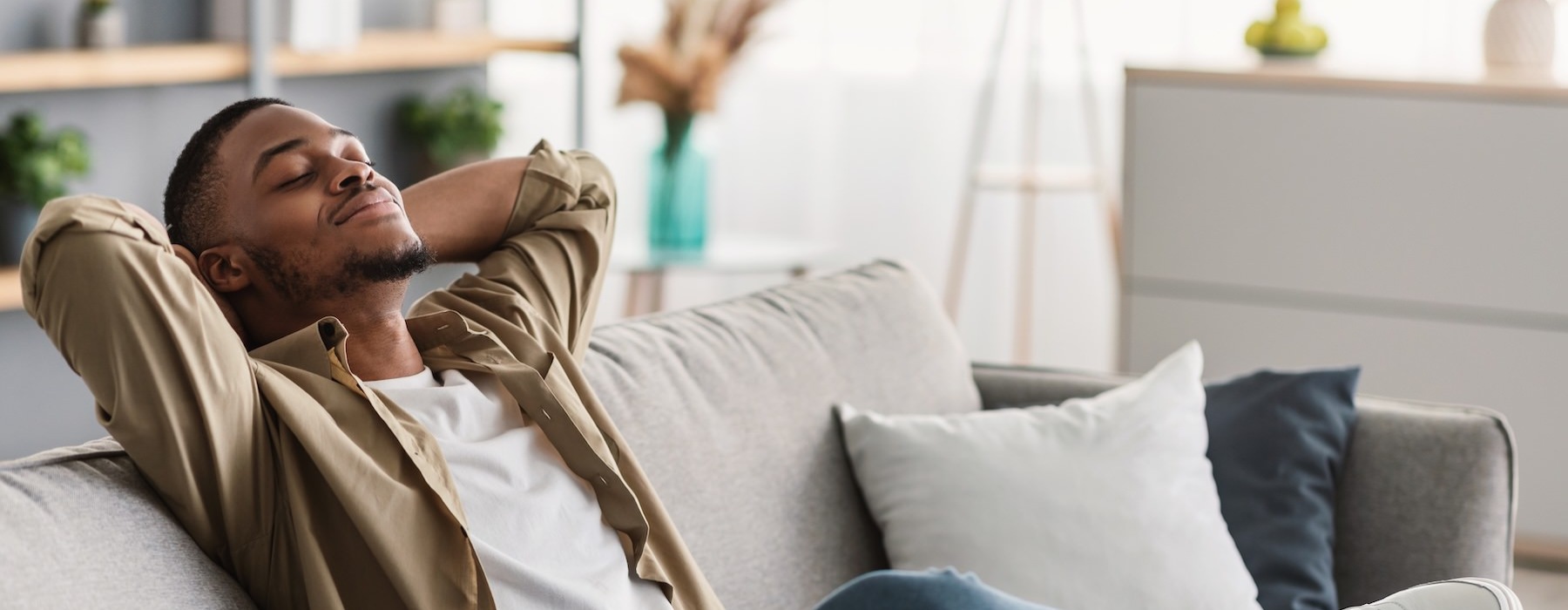 a person sleeping on a couch